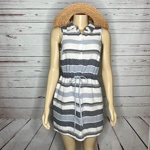 Mudpie blue white stripe sleeveless cotton shirt dress size M